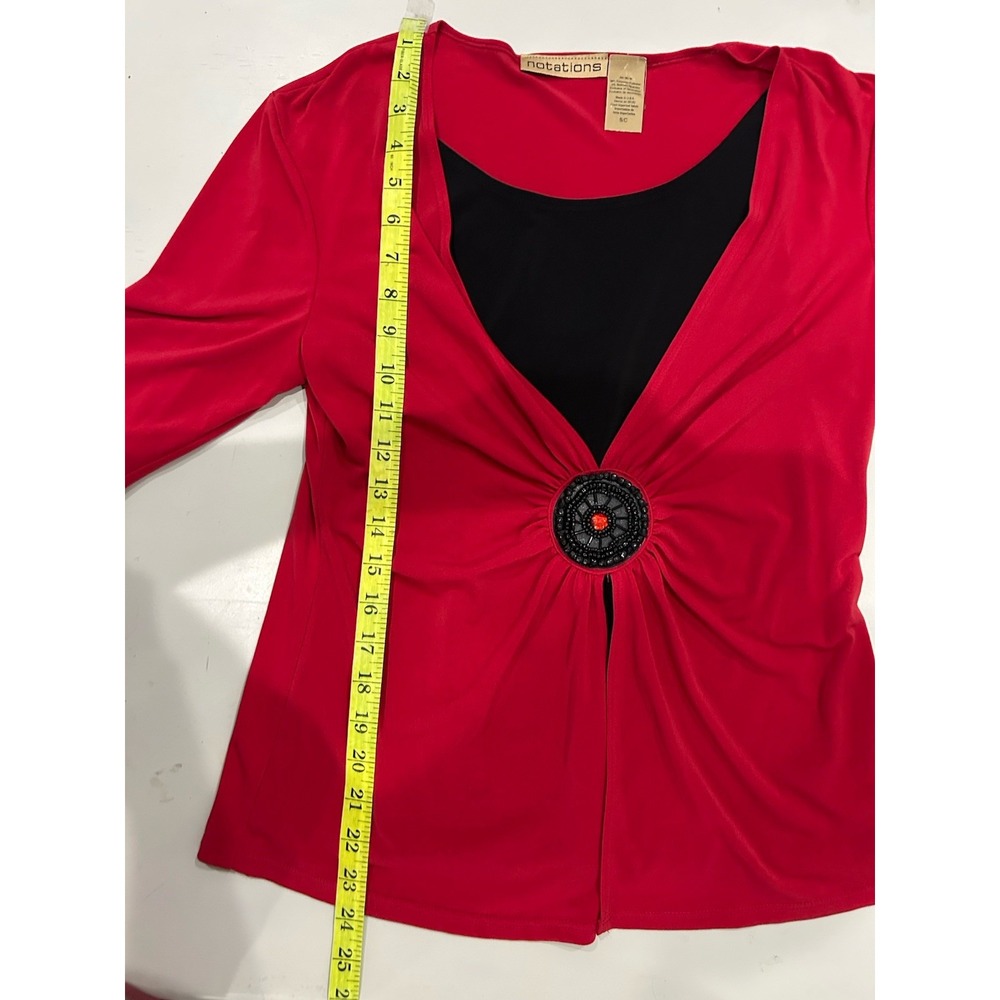 Vintage Womens Red/ Black Top Size S Y2K Goth Glam Whimsigoth‎ Witchy Vamp USA - Picture 10 of 12